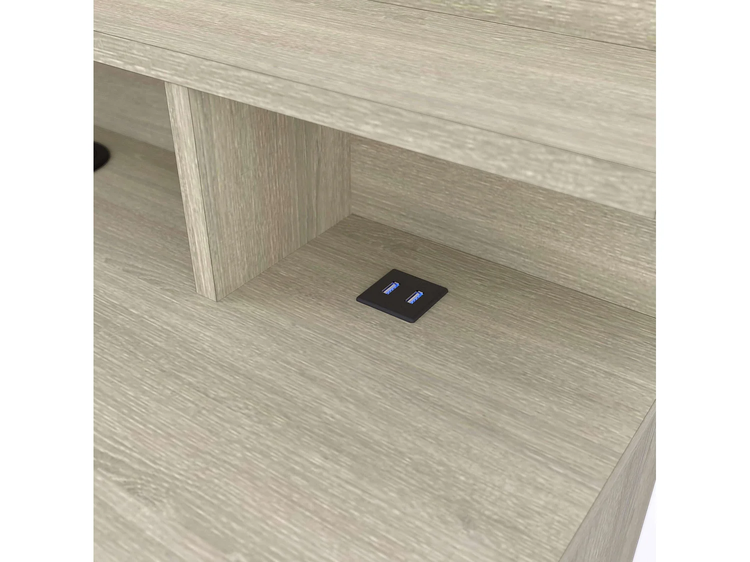 Escritorio Malicia Altillo y Cajón Roble Blanco Mate 122x123x60 cm