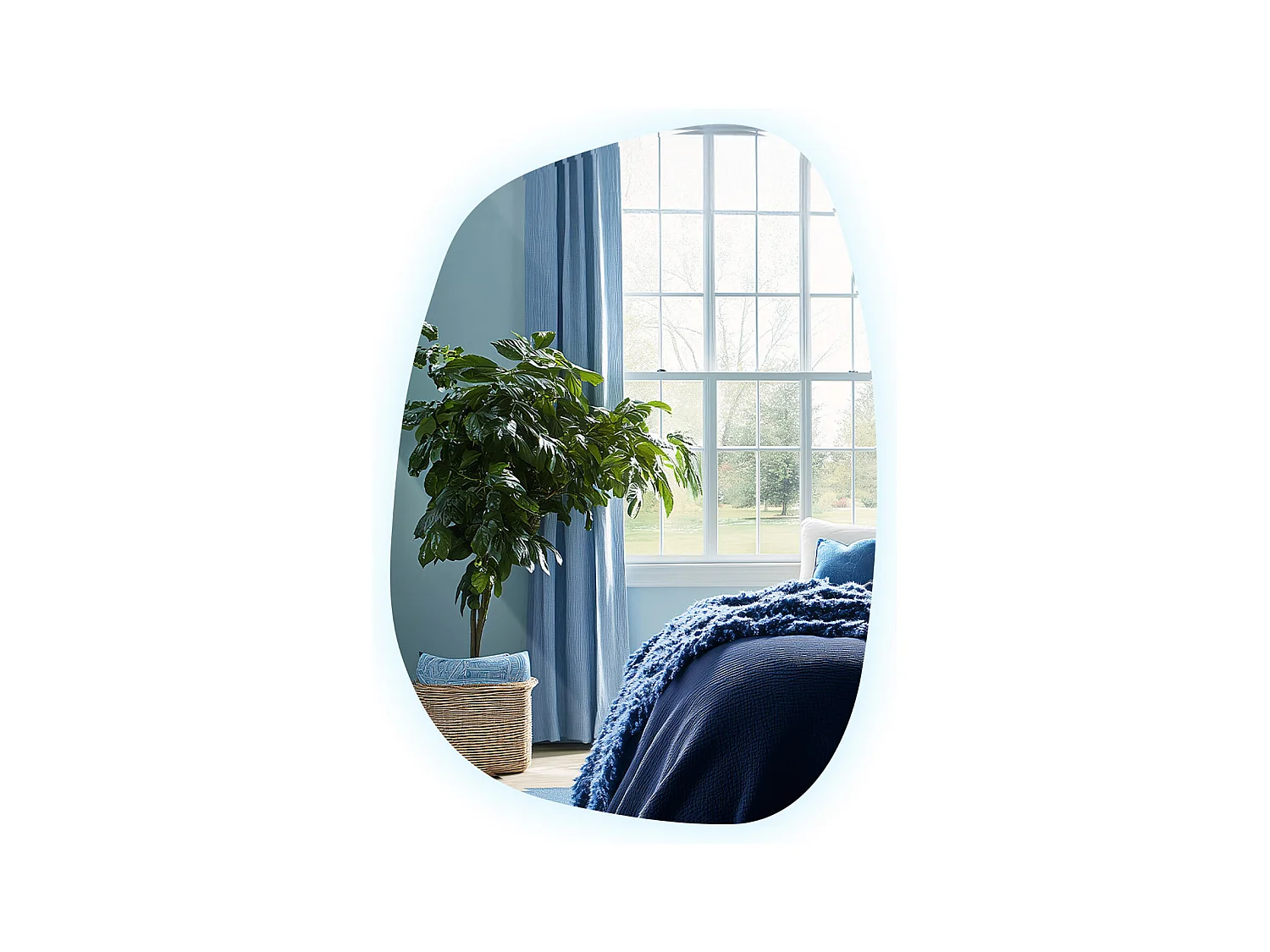 Miroir forme originale lumineux LED, Éclairage froid pour intérieur moderne, 78x57 cm, Tulup