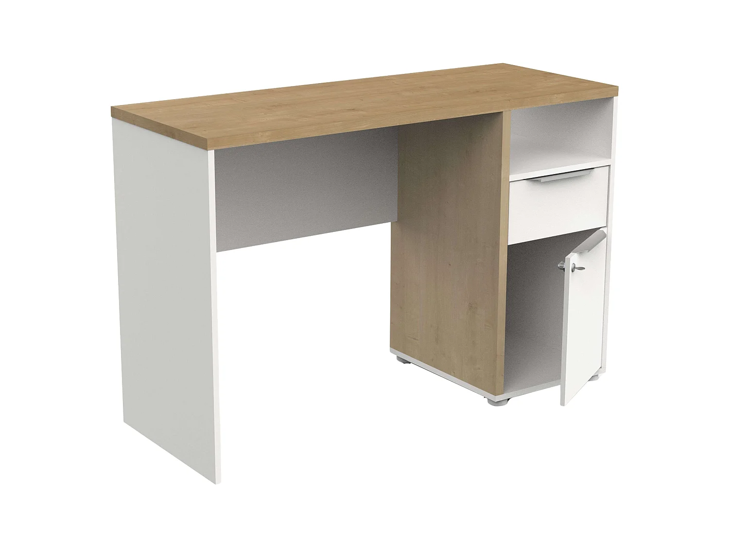 Table de bureau Access Hamilton Chêne et Blanc Mat 117 cm