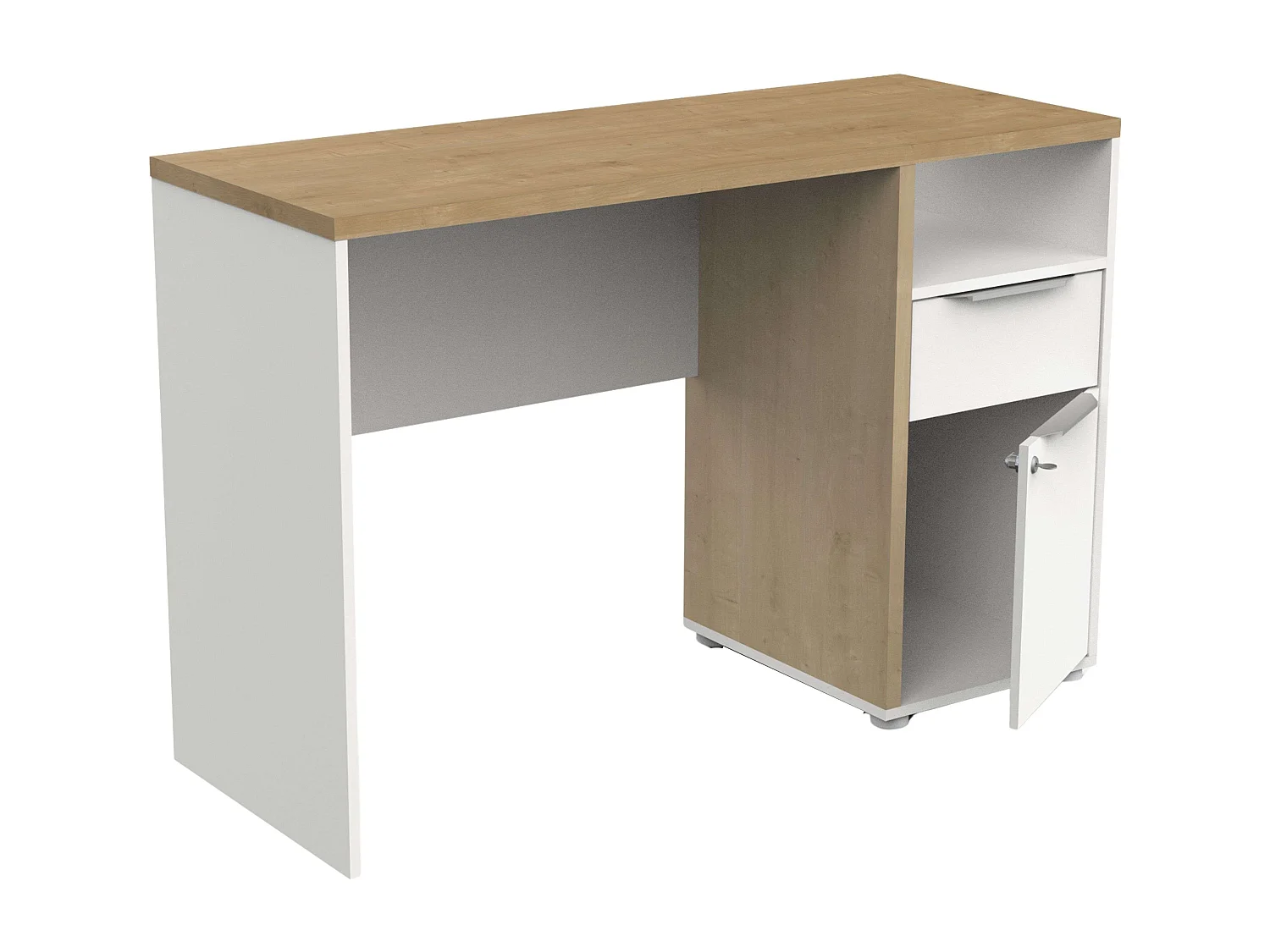 Table de bureau Access Hamilton Chêne et Blanc Mat 117 cm
