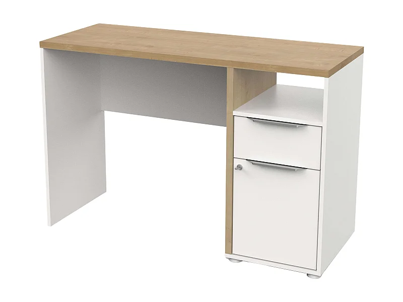 Table de bureau Access Hamilton Chêne et Blanc Mat 117 cm
