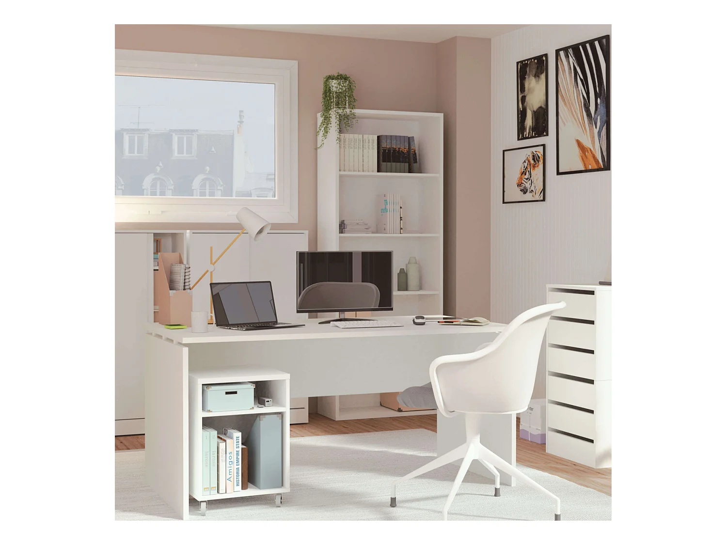 Mesa Escritorio Rivoli Moderno Blanco Mate 155 cm