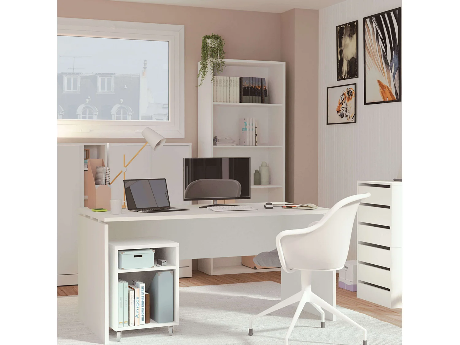 Mesa Escritorio Rivoli Moderno Blanco Mate 155 cm