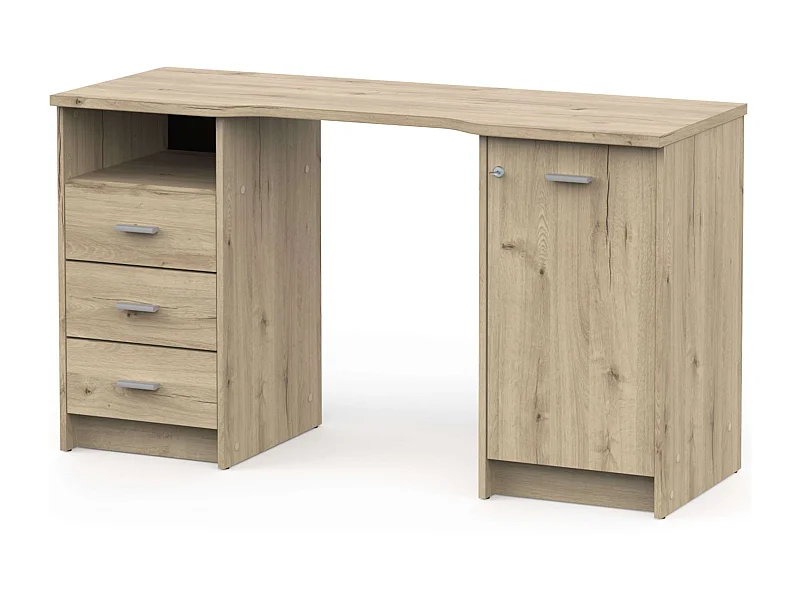 Escritorio Monaco 3 Cajones 1 Puerta Estante en Roble Artisan 135 cm