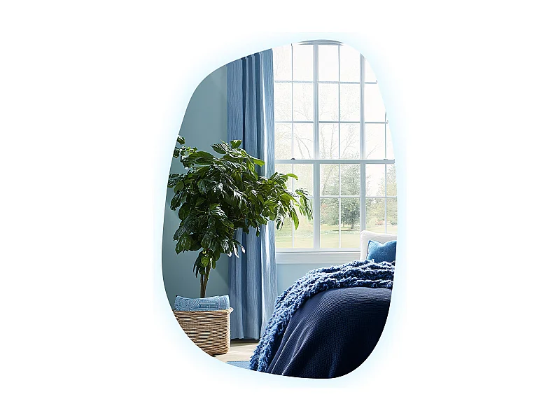 Originele vorm spiegel met verlichting LED, Moderne stijl met neutraal licht, 90x66 cm, Tulup