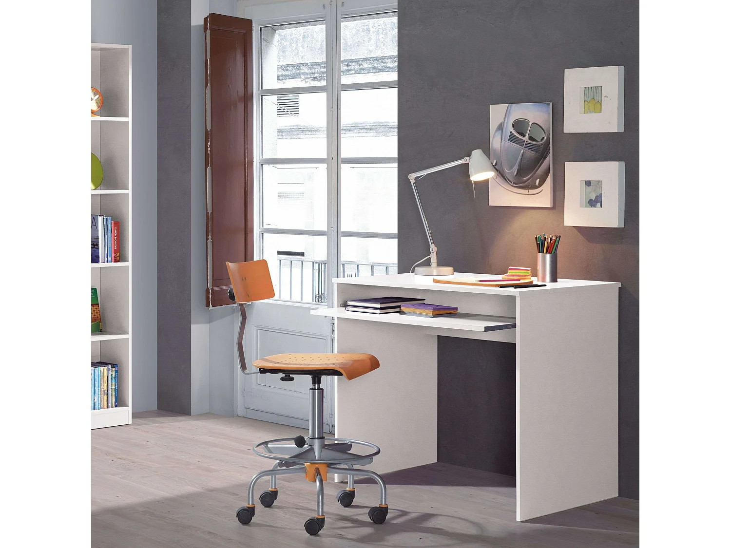 Pack Muebles Estudio Infantil I-Joy Escritorio + Estantería Blanco