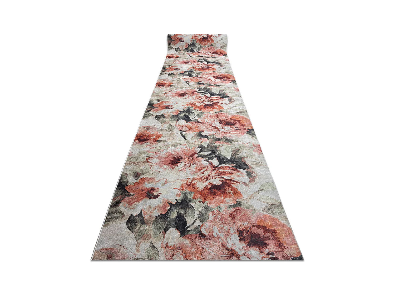 TAPIS DE COULOIR antidérapant LOTUS BOUQUET 52900 Fleurs beige / lava 60x520 cm