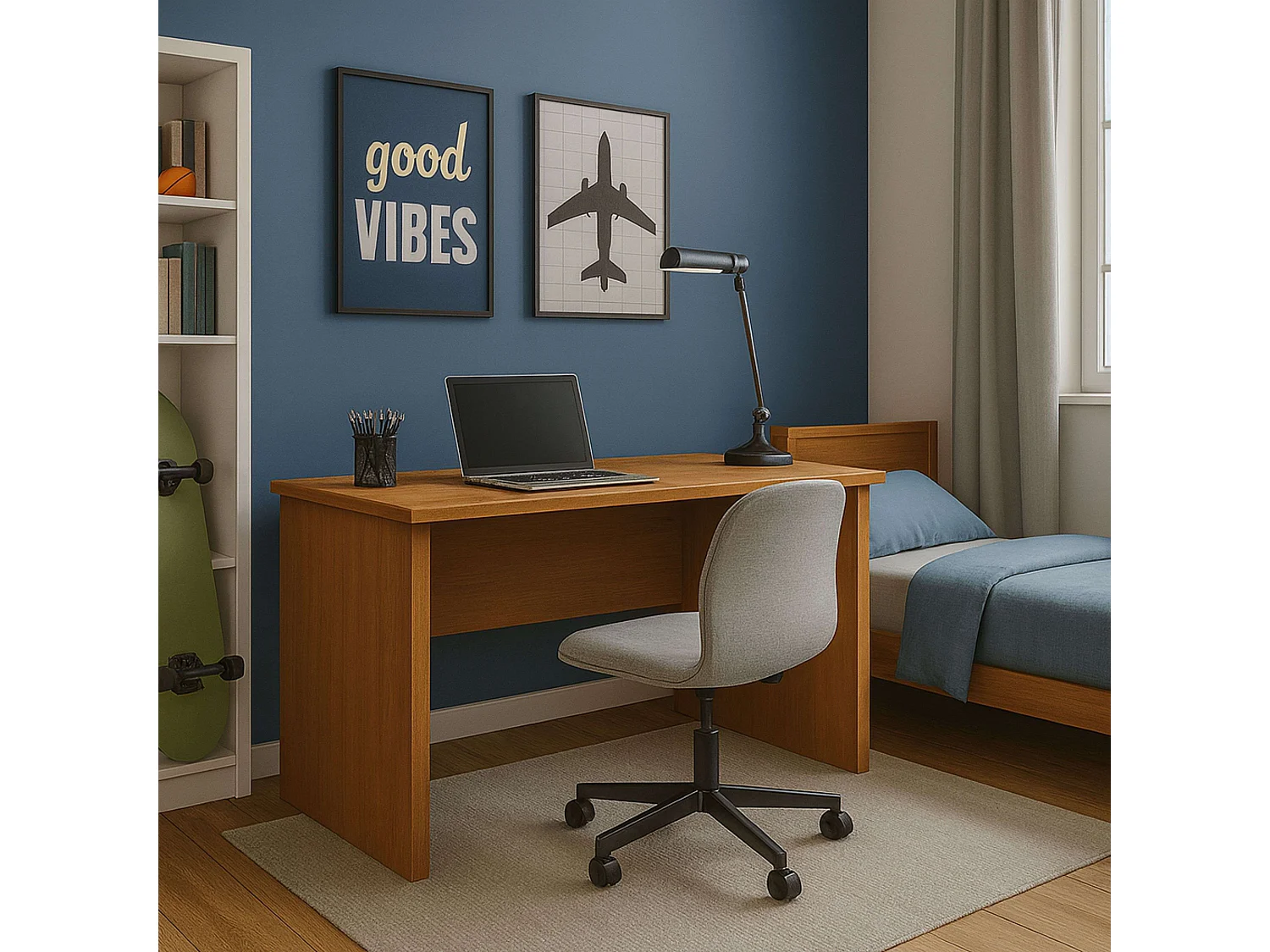 Table de bureau classique en cerisier 120x75x60 cm