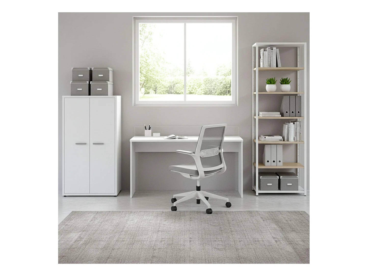 Bureau Haley avec organiseur de notes Blanc 89 x 132 x 45 cm