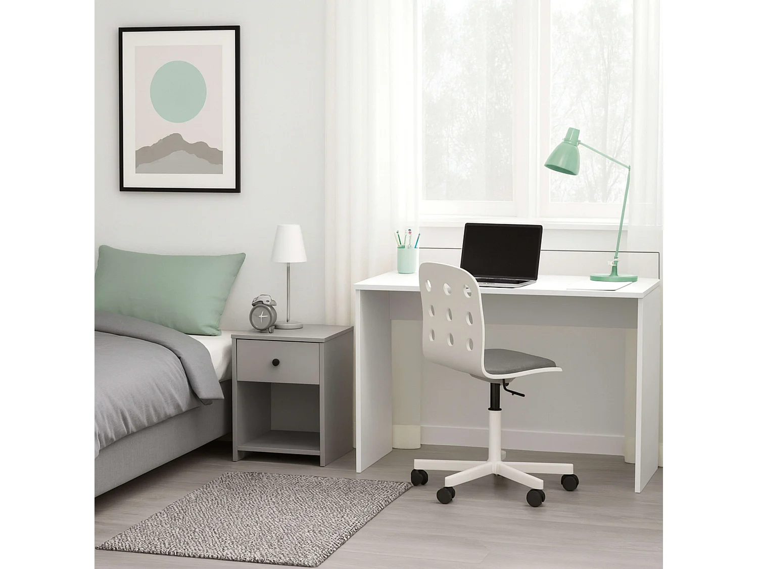 Mesa Escritorio Oficina Haley c/Organizador Notas Blanco 89x132x45 cm