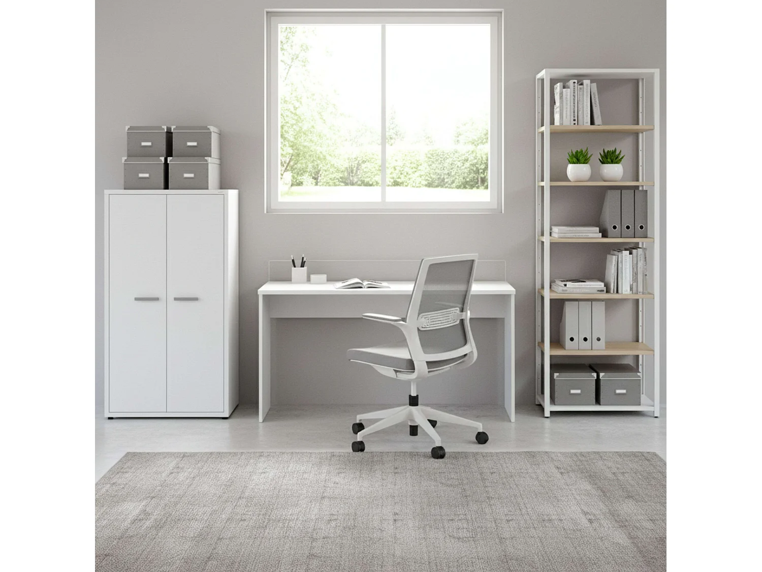 Mesa Escritorio Oficina Haley c/Organizador Notas Blanco 89x132x45 cm