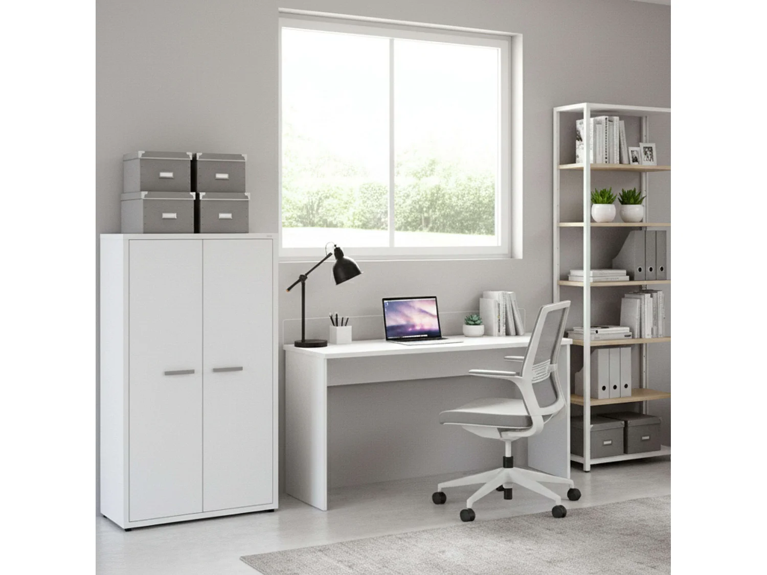 Bureau Haley avec organiseur de notes Blanc 89 x 132 x 45 cm
