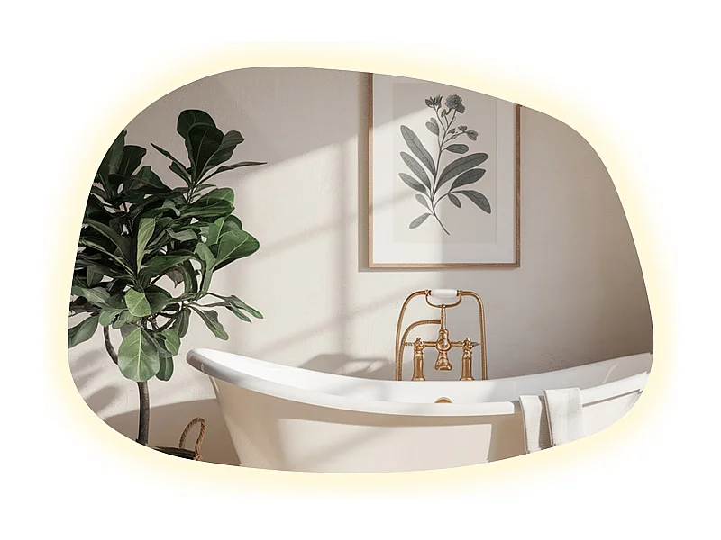 Unförmiger Spiegel beleuchtet LED, Modernes Design mit neutralweißer Beleuchtung, 78x57 cm, Tulup