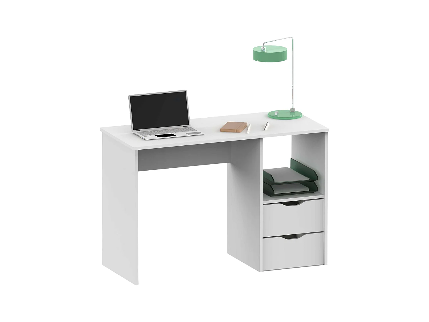 Bureau d'étude Eko, 2 tiroirs, blanc, 76 x 115 x 50 cm