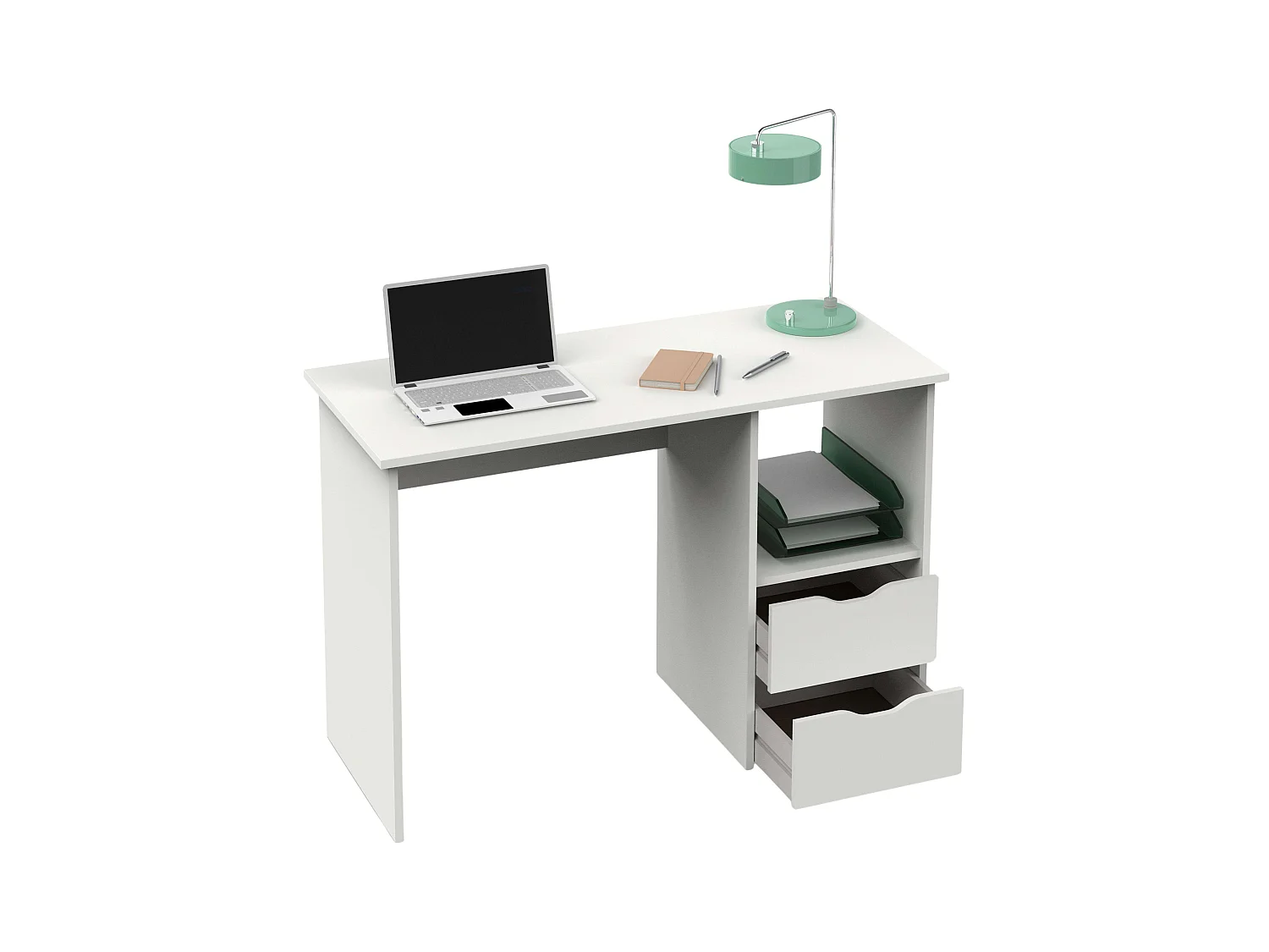 Bureau d'étude Eko, 2 tiroirs, blanc, 76 x 115 x 50 cm