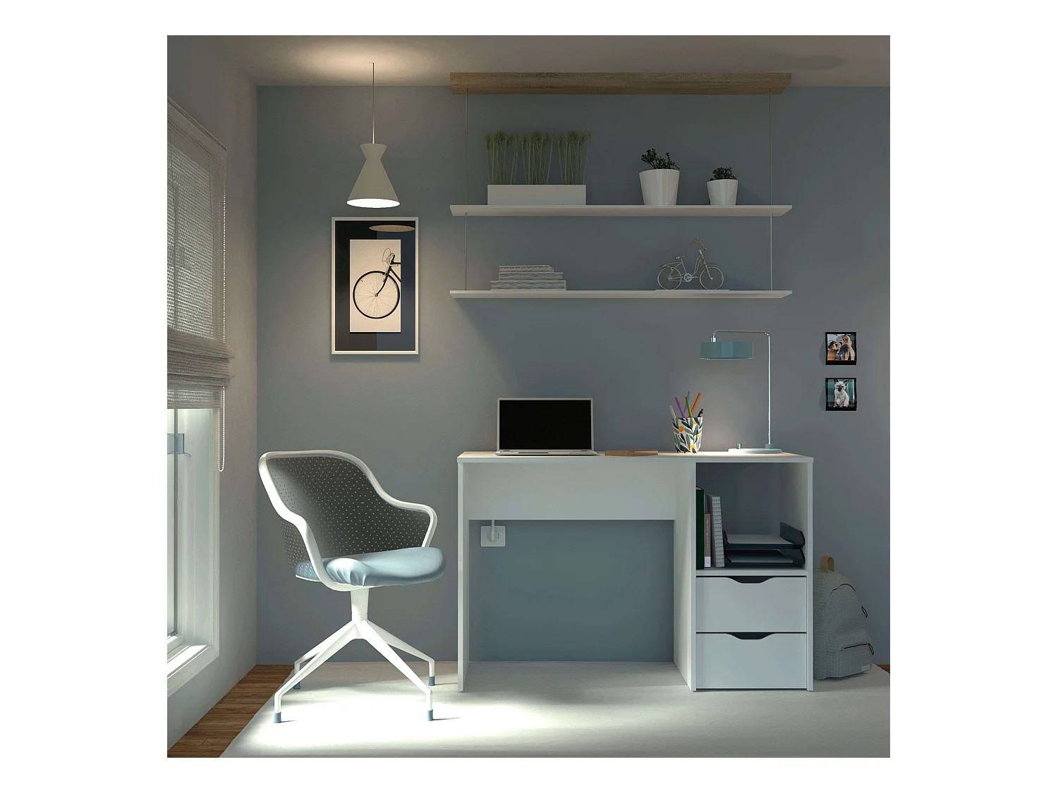 Bureau d'étude Eko, 2 tiroirs, blanc, 76 x 115 x 50 cm