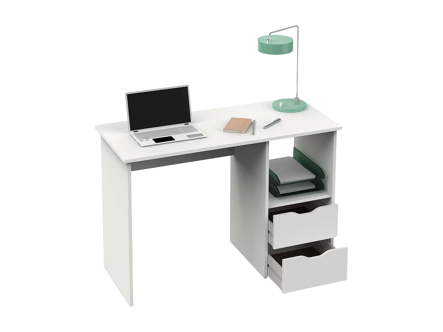 Bureau d'étude Eko, 2 tiroirs, blanc, 76 x 115 x 50 cm