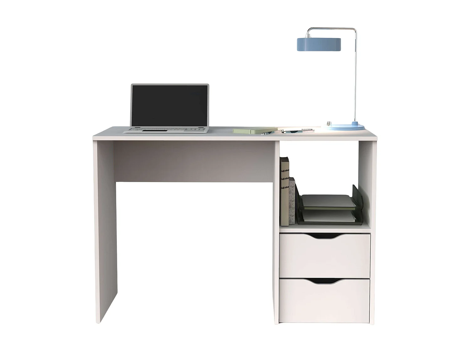 Bureau d'étude Eko, 2 tiroirs, blanc, 76 x 115 x 50 cm