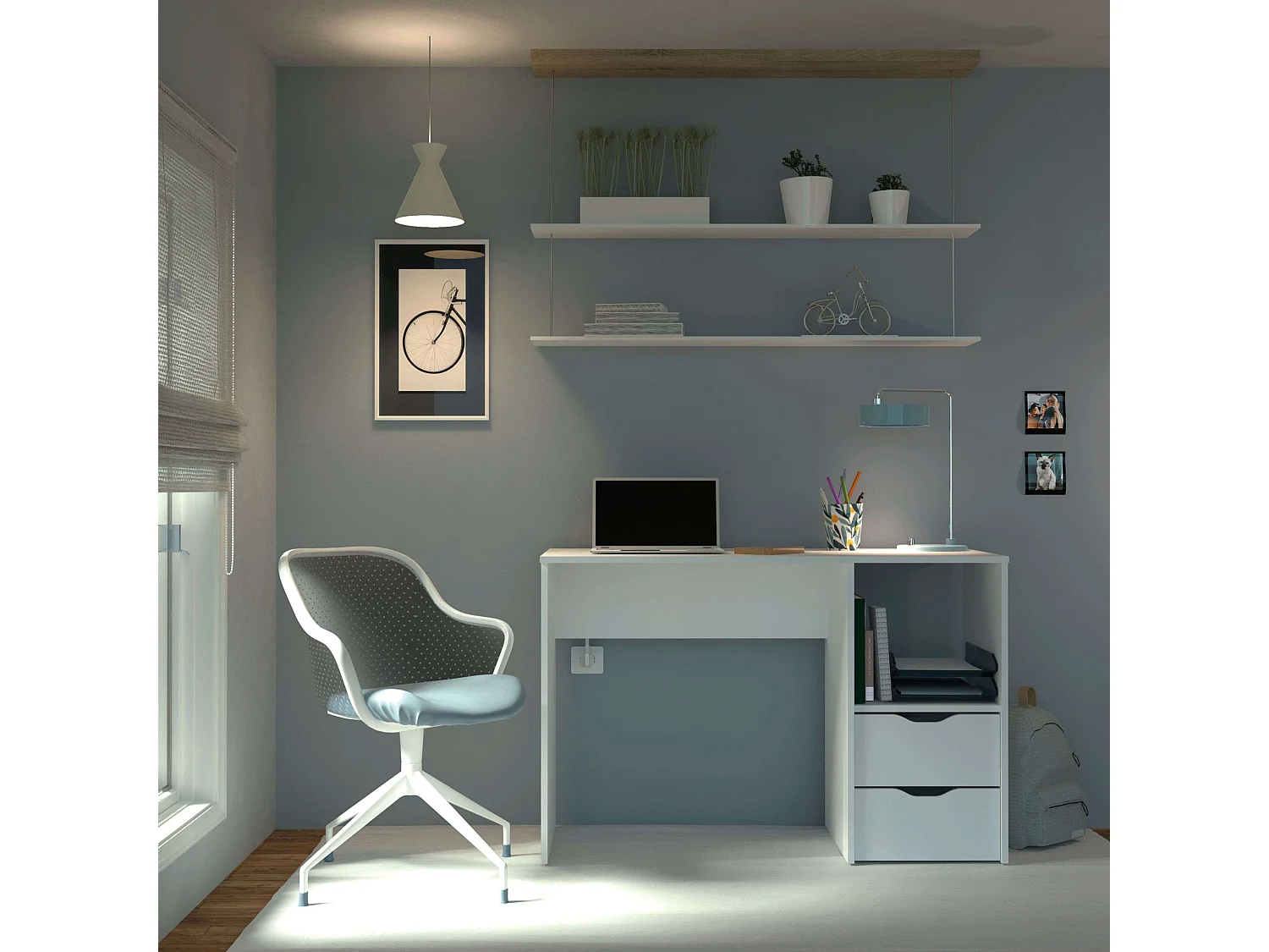 Bureau d'étude Eko, 2 tiroirs, blanc, 76 x 115 x 50 cm