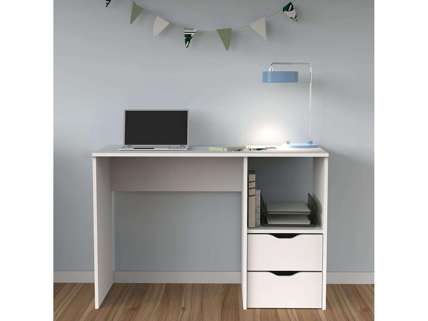Bureau d'étude Eko, 2 tiroirs, blanc, 76 x 115 x 50 cm