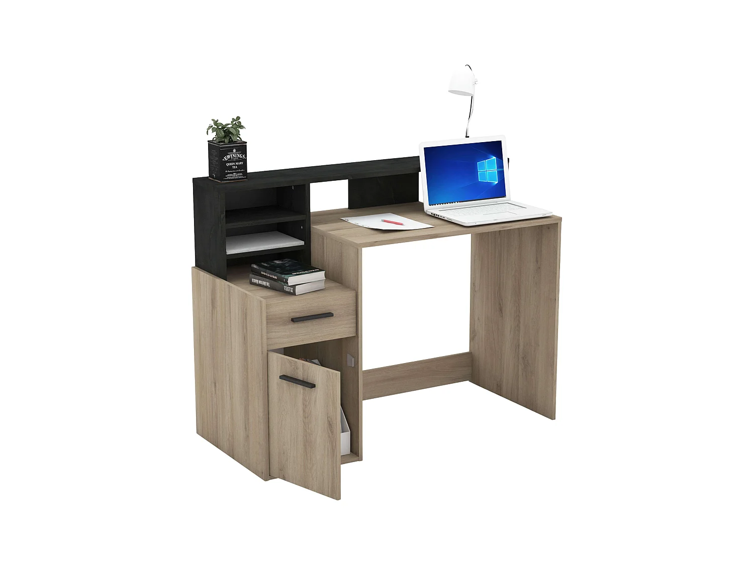 Table de bureau PC en chêne 126 cm