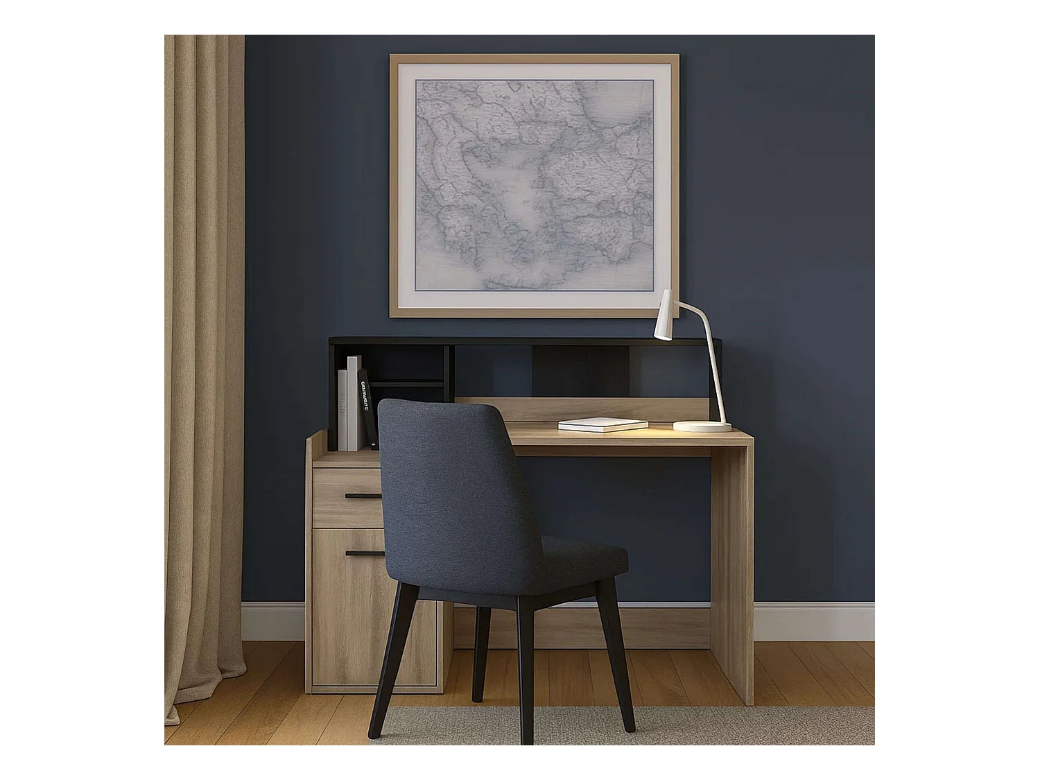 Table de bureau PC en chêne 126 cm