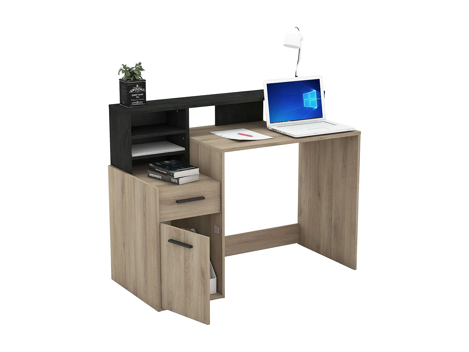 Table de bureau PC en chêne 126 cm