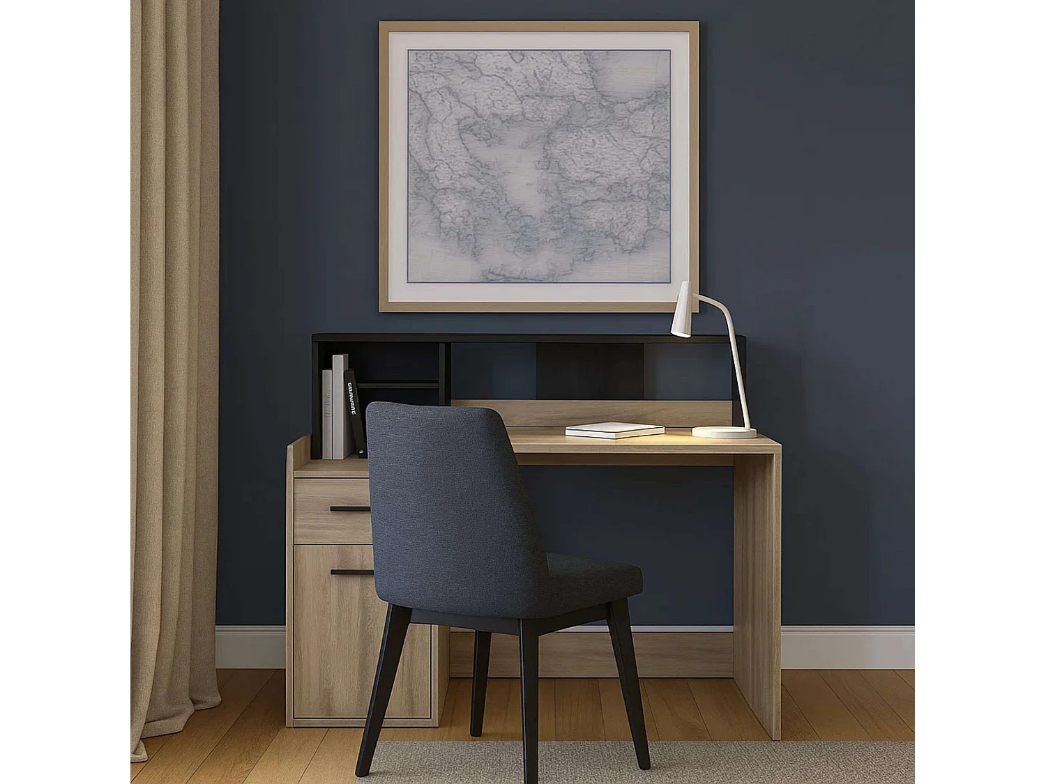 Table de bureau PC en chêne 126 cm