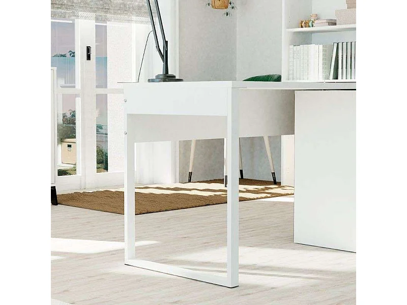 Table Nexus, aggloméré et mélaminé haute densité, blanc Atlas, 76 x 135 x 60 cm