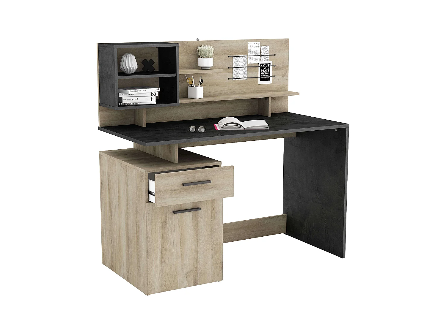 Escritorio Malicia Industrial Roble Kronberg Sidewalk 122x123x60 cm