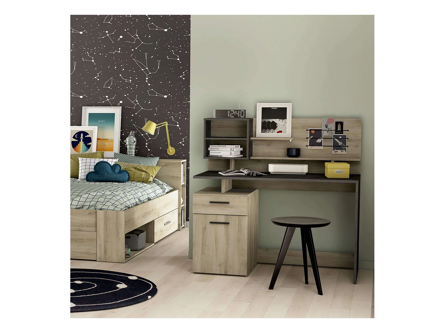 Escritorio Malicia Industrial Roble Kronberg Sidewalk 122x123x60 cm