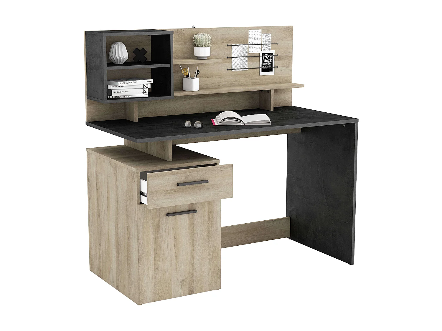 Escritorio Malicia Industrial Roble Kronberg Sidewalk 122x123x60 cm