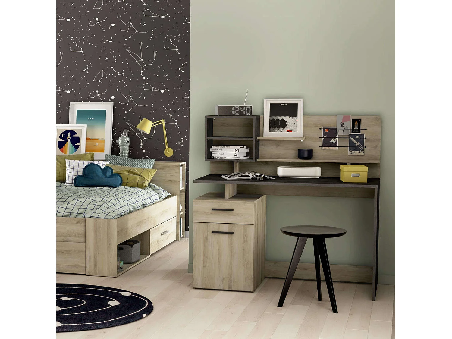 Escritorio Malicia Industrial Roble Kronberg Sidewalk 122x123x60 cm