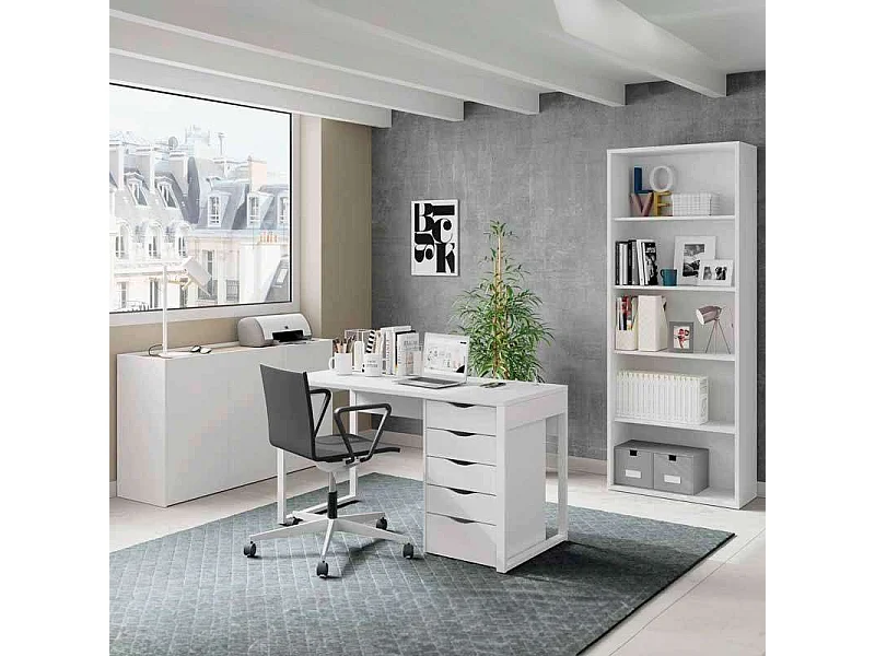 Conj. Mesa Escritorio+cajonera Blanco Oficina/dormitorio Juvenil Estudio