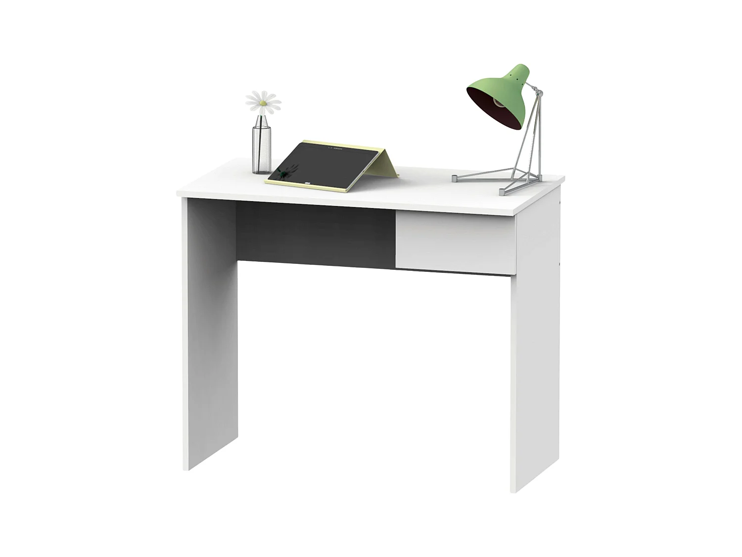 Bureau à tiroirs Turin blanc mat 90x75x50 cm