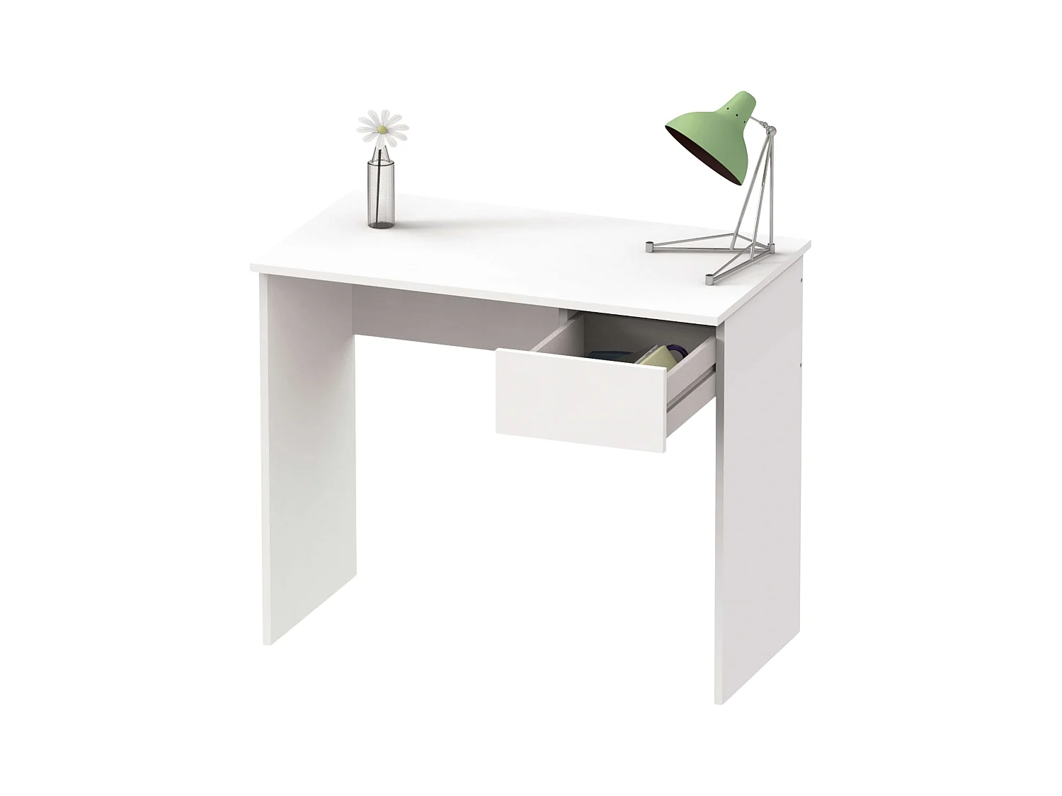 Bureau à tiroirs Turin blanc mat 90x75x50 cm