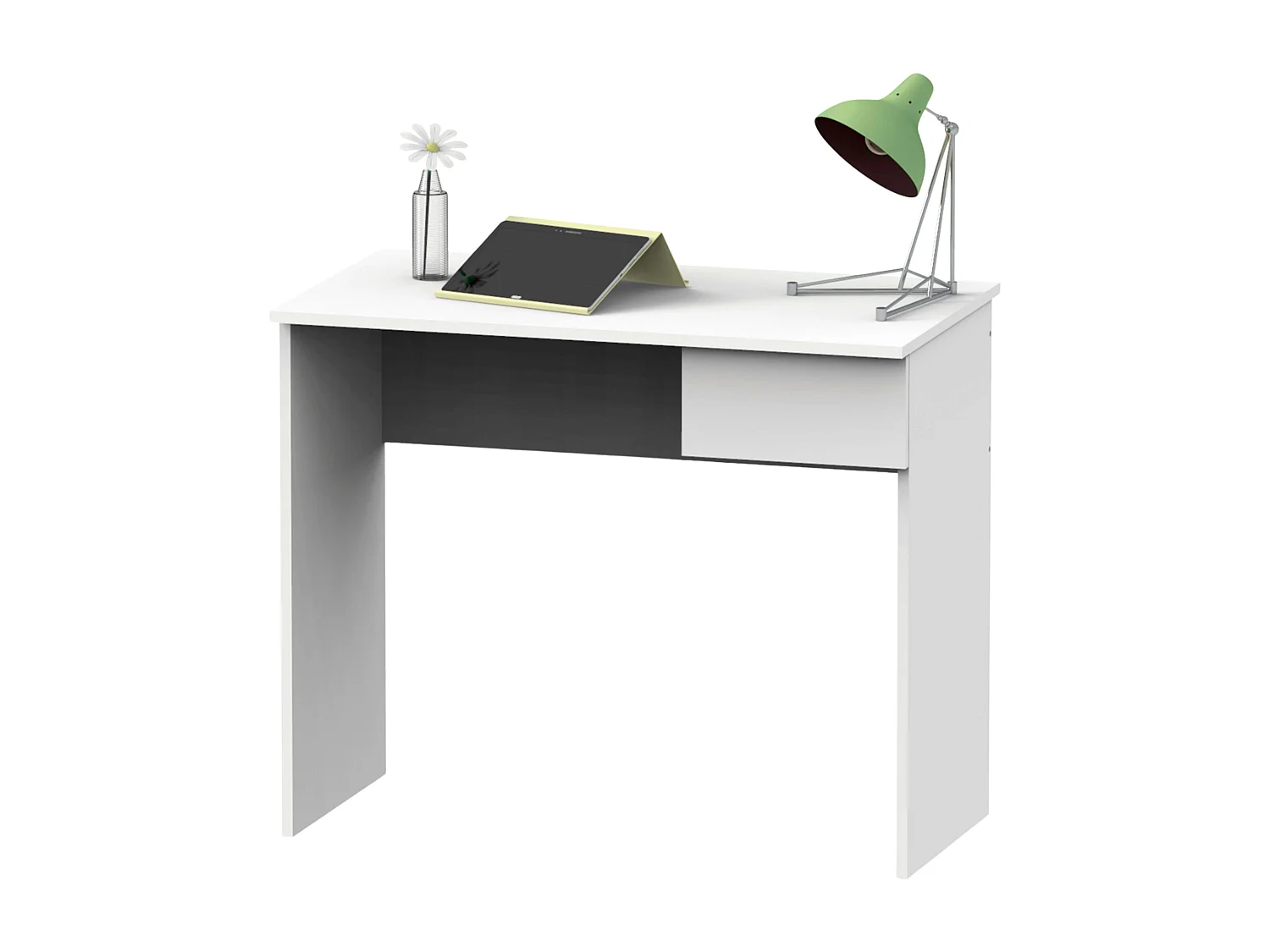 Bureau à tiroirs Turin blanc mat 90x75x50 cm