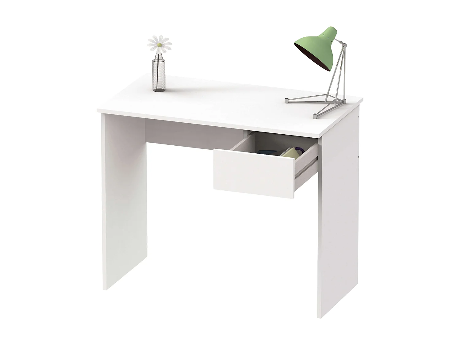 Bureau à tiroirs Turin blanc mat 90x75x50 cm