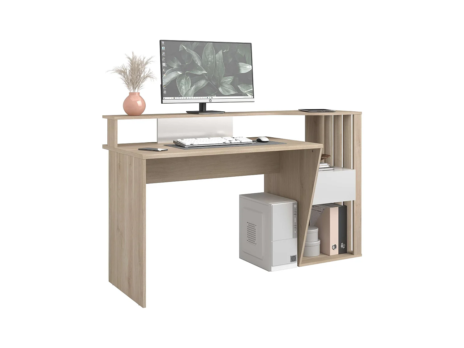 Bureau moderne en chêne japonais, 157x92x60 cm