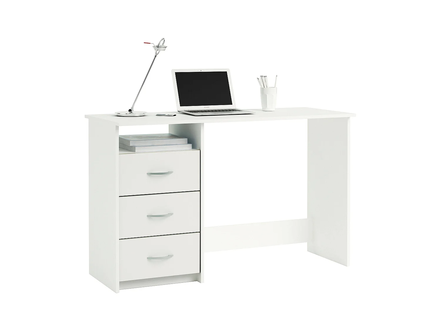 Bureau Jeunesse avec Tiroirs et Creux Blanc 123 cm