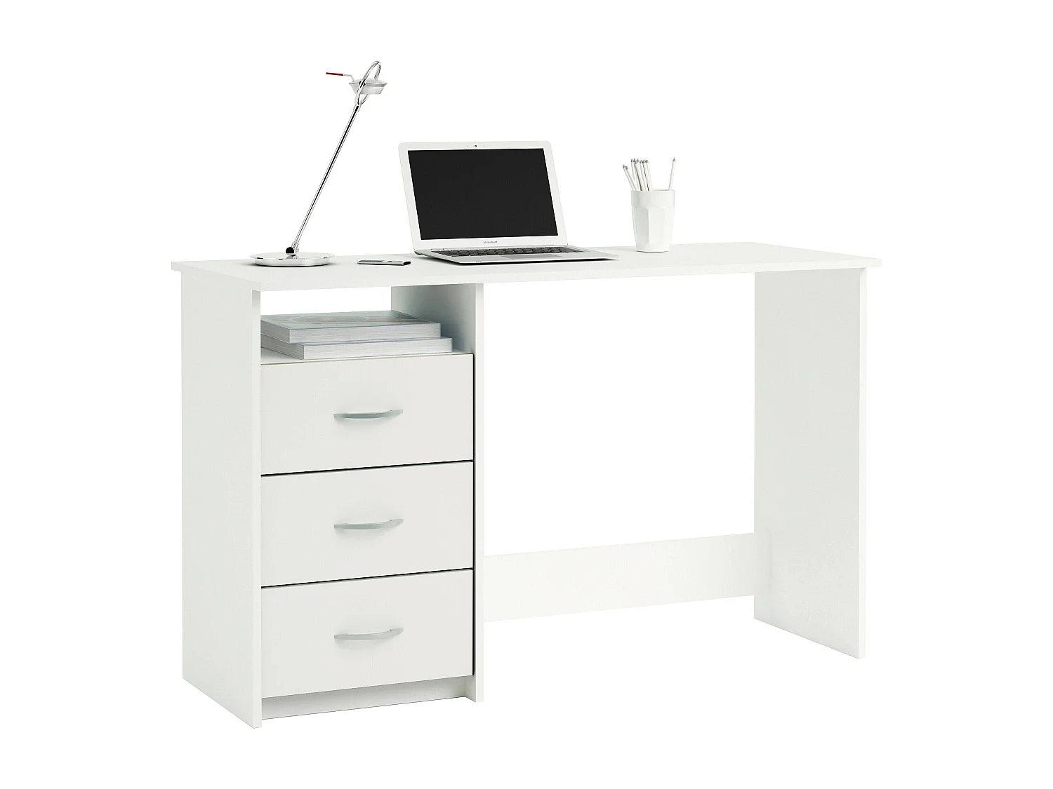 Escritorio Juvenil c/Cajones y Hueco Blanco 123 cm