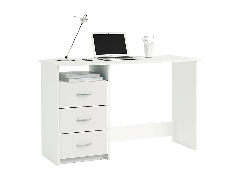 Escritorio Juvenil c/Cajones y Hueco Blanco 123 cm