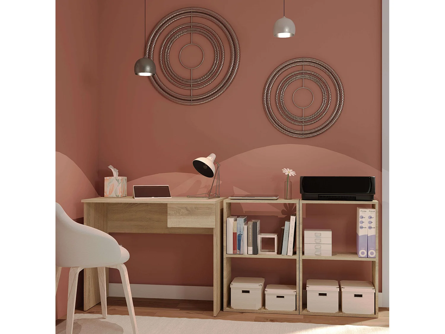 Bureau Turin Youth avec tiroir, mélaminé chêne Cambrian 90 x 75 x 50 cm