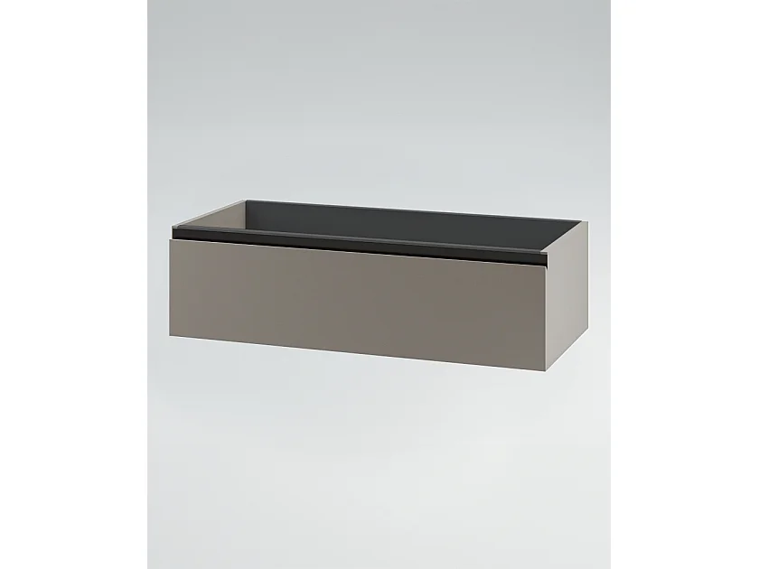 Mobile bagno sottolavabo con lavabo ad incasso L 100 x H 28 x P 46 specchio illuminato e porta asciugamano tortora milano