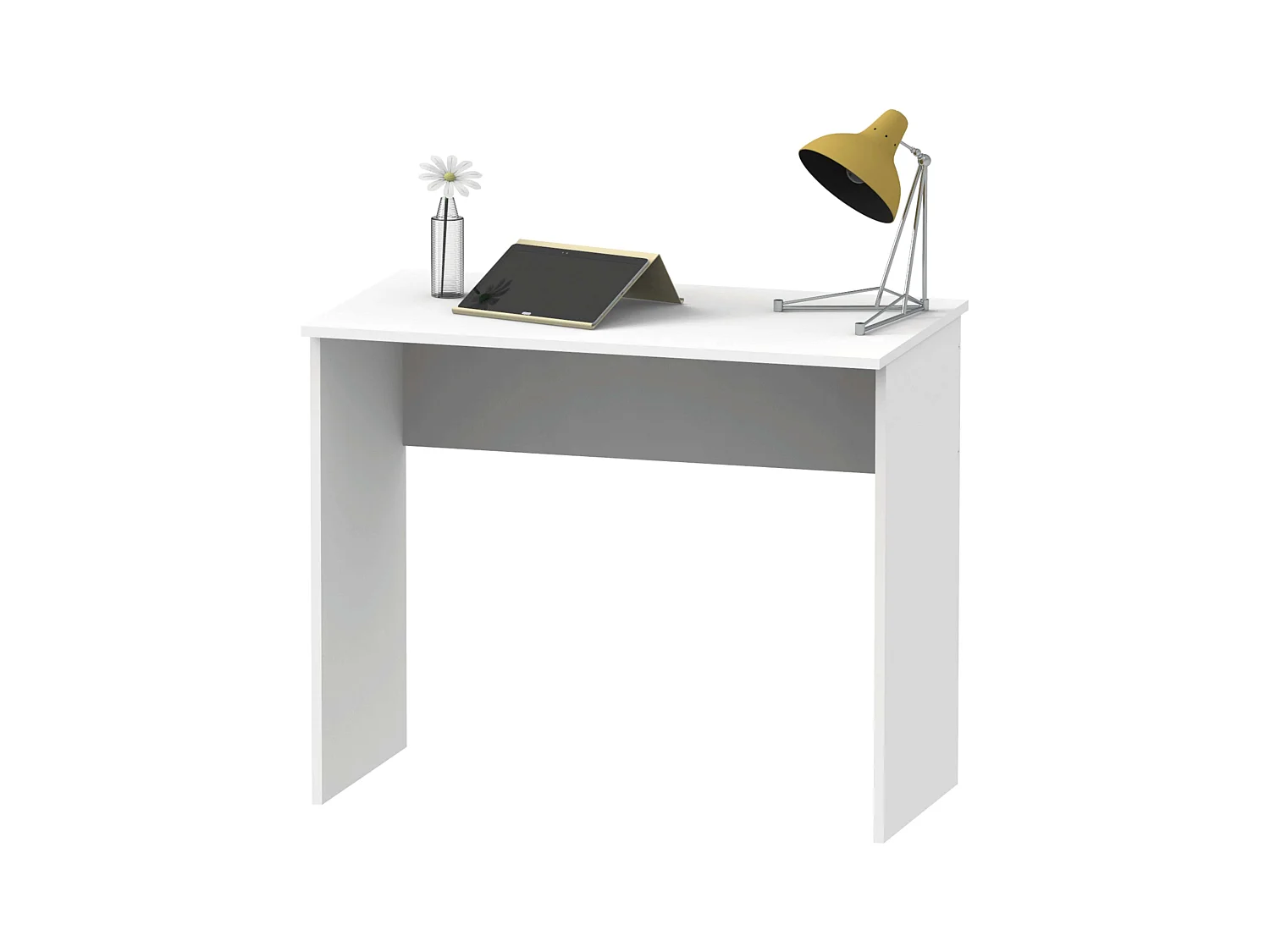 Bureau d'étude ou de bureau, mélaminé blanc mat, 90 cm