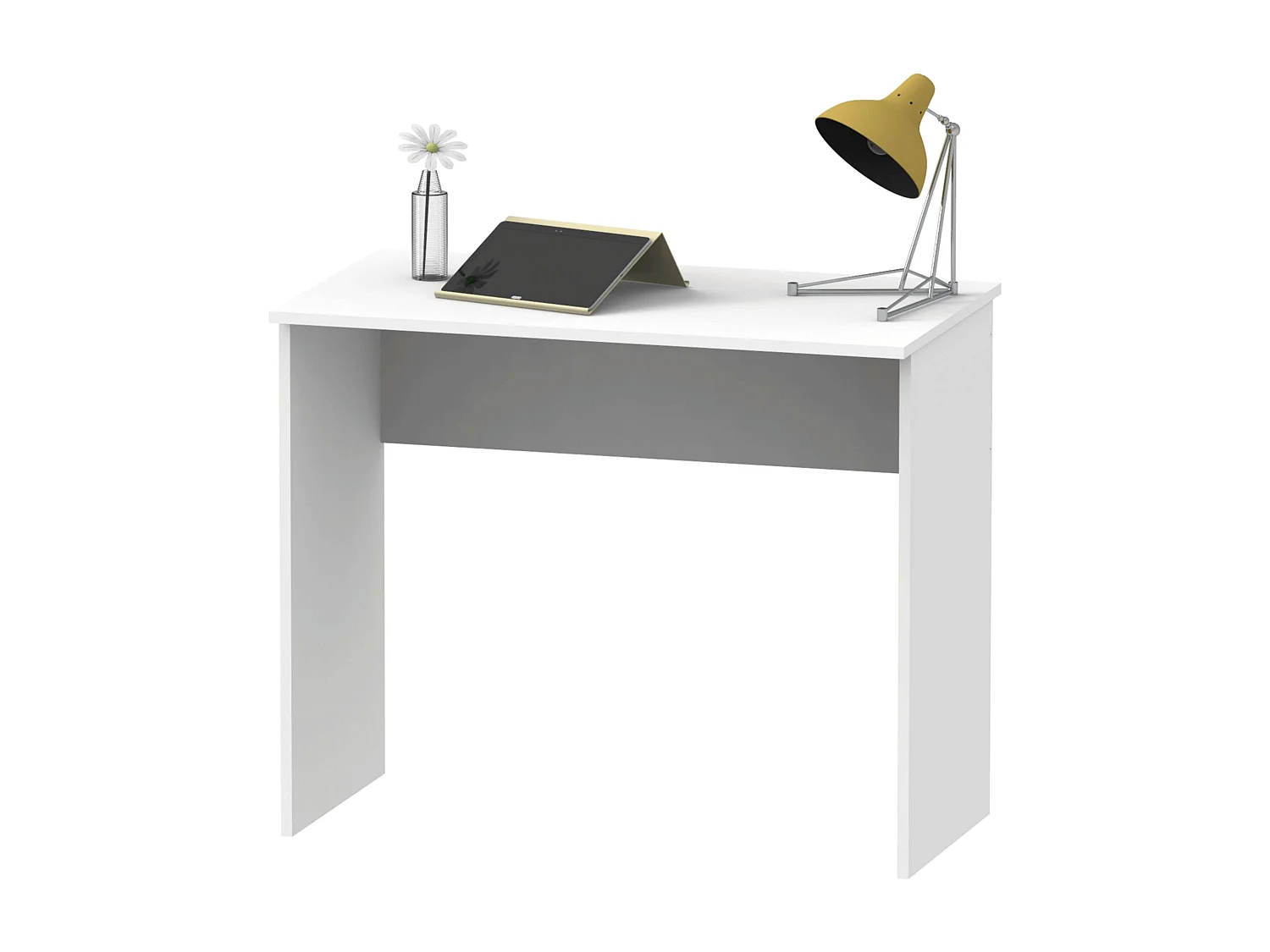 Bureau d'étude ou de bureau, mélaminé blanc mat, 90 cm