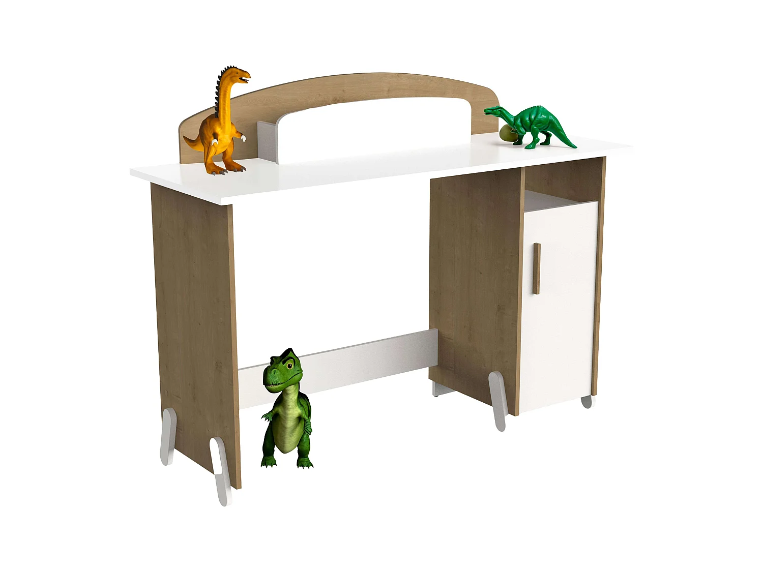 Mesa Escritorio Naili c/Armario Infantil Juvenil Roble y Blanco 135 cm