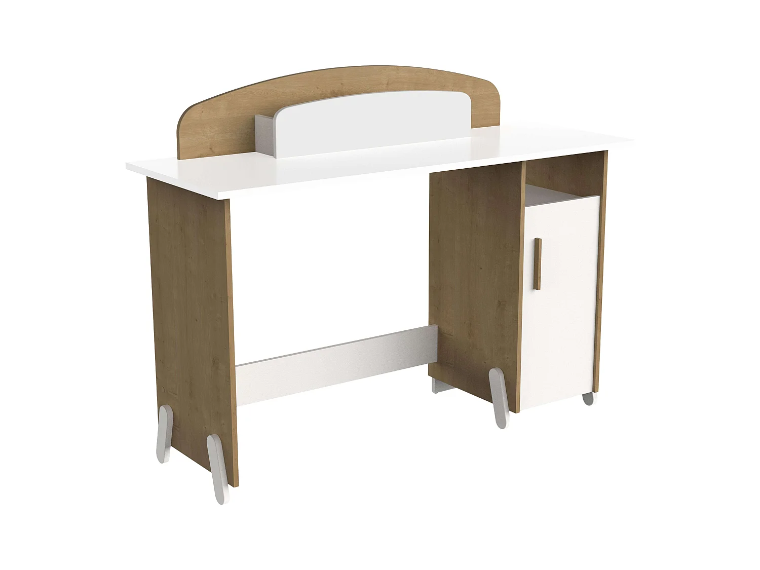 Mesa Escritorio Naili c/Armario Infantil Juvenil Roble y Blanco 135 cm