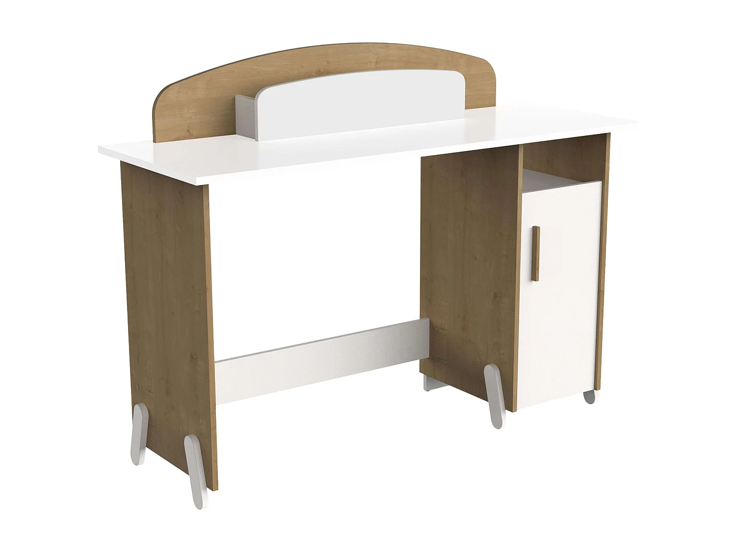 Mesa Naili Desk com guarda-roupa infantil e juvenil, carvalho e branco, 135 cm