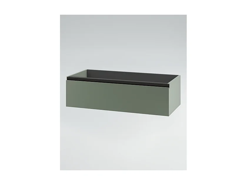Mobile bagno sottolavabo con lavabo ad incasso L 100 x H 28 x P 46 specchio illuminato e porta asciugamano verde salvia